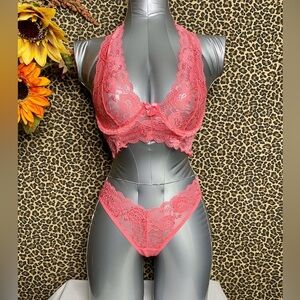 🦋B2G1🦋SHIRLEY OF HOLLYWOOD 2pc Underwire Cami Halter Bralette & Panty Set MANGO
